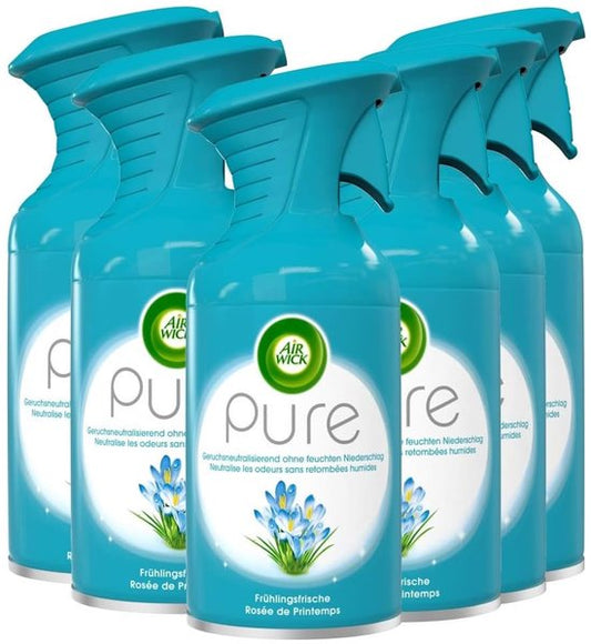 Air Wick Pure Luchtverfrisser – Spring Delight – 6x 250 ml – Frisse Bloemengeur – Geen natte nevel - Voordeelverpakking