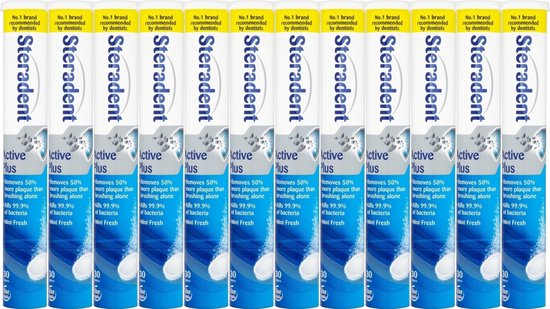 Steradent Kunstgebit Reinigingstabletten - Active Plus - 12 x 30 Tabletten - voordeelverpakking