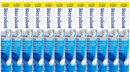 Steradent Kunstgebit Reinigingstabletten - Active Plus - 12 x 30 Tabletten - voordeelverpakking