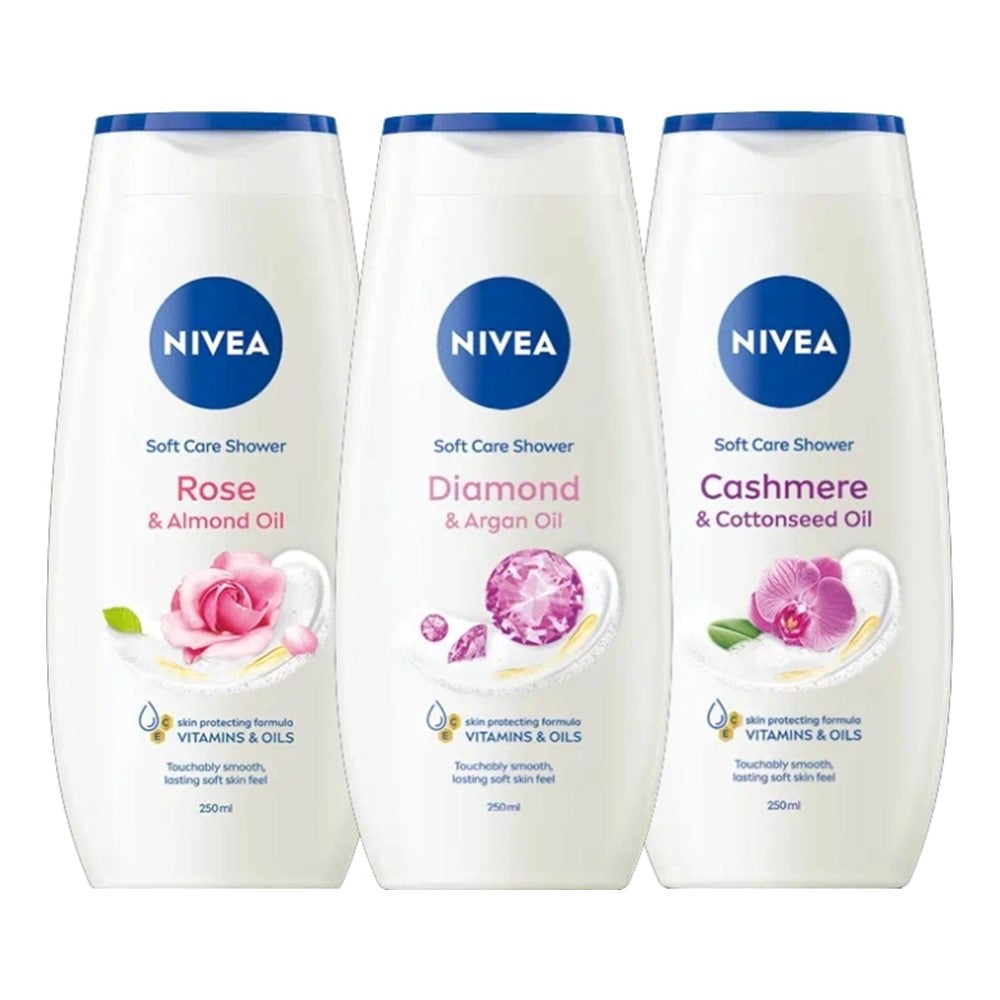 Nivea - Geschenkset - Douchegel - Feel Shower Soft - Rose + Diamond + Cashmere - 3 Stuks