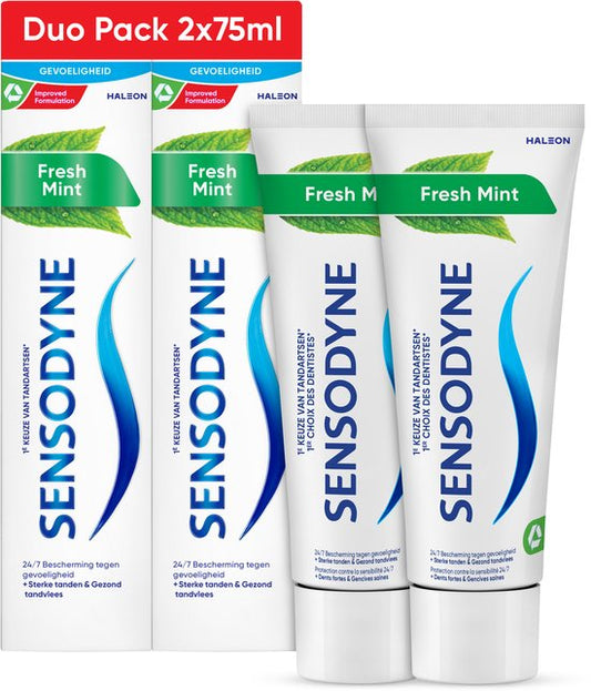 Sensodyne Fresh Mint – Tandpasta – Gevoelige tanden – Duo Pack – 2 x 75 ml