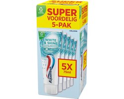 Aquafresh White & Shine – Tandpasta – Wittere tanden – Supervoordelig - 5x75ml
