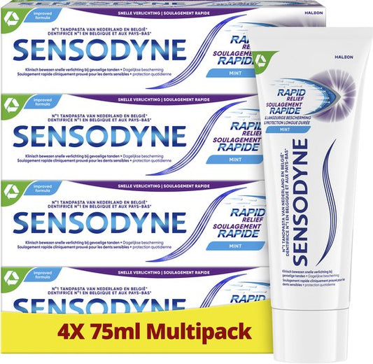 Sensodyne Rapid Relief – Tandpasta – Gevoelige tanden – Multipack – 4 x 75 ml