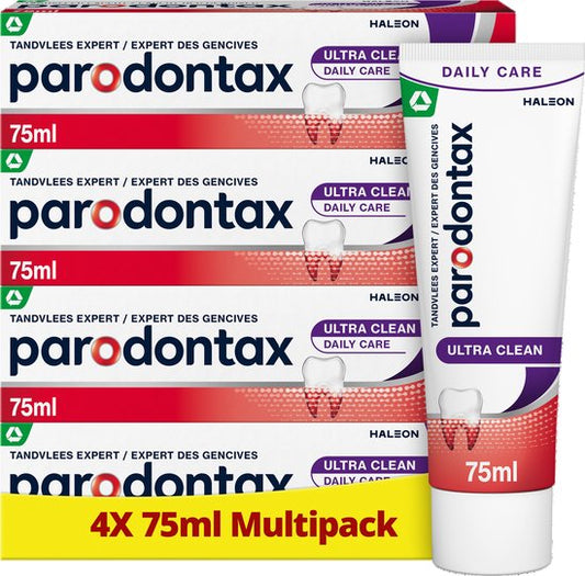 Parodontax Ultra Clean - Tandpasta - Dagelijkse verzorging - Tegen bloedend tandvlees - 4x75ml