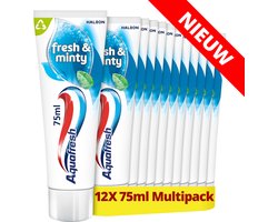 Aquafresh Fresh & Minty – Tandpasta – 3in1 – Voor een frisse adem – Voordeelverpakking – Recyclebare tube en dop – 12 x 75 ml