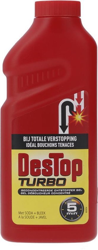 Destop onstopper Gel Turbo 500 ml - Ontstopt in 5 minuten