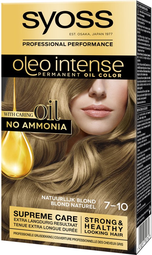Syoss Oleo Intense 7-10 Haarverf - Natuurlijk Blond - Permanente Haarkleuring - Ammoniakvrij - Met Voedende Oliën - 100% Grijsdekking - Langdurige Kleur - 1 stuk