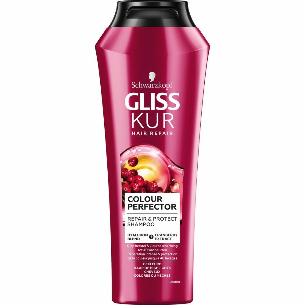 Gliss Kur Hair Repair - Shampoo - Colour Perfector - Hyaluron Blend & Cranberry Extract - 250ml
