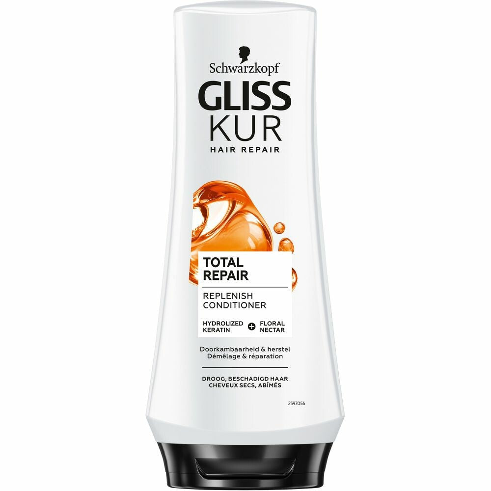 Gliss Kur Hair Repair - Conditioner - Total Repair - Hydrolized Keratin & Floral Nectar - 200ml