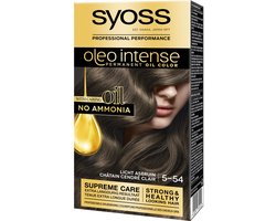 Syoss Oleo Intense 5-54 Haarverf - Licht Asbruin - Permanente Haarkleuring - Ammoniakvrij - Met Voedende Oliën - 100% Grijsdekking - Langdurige Kleur - 1 stuk