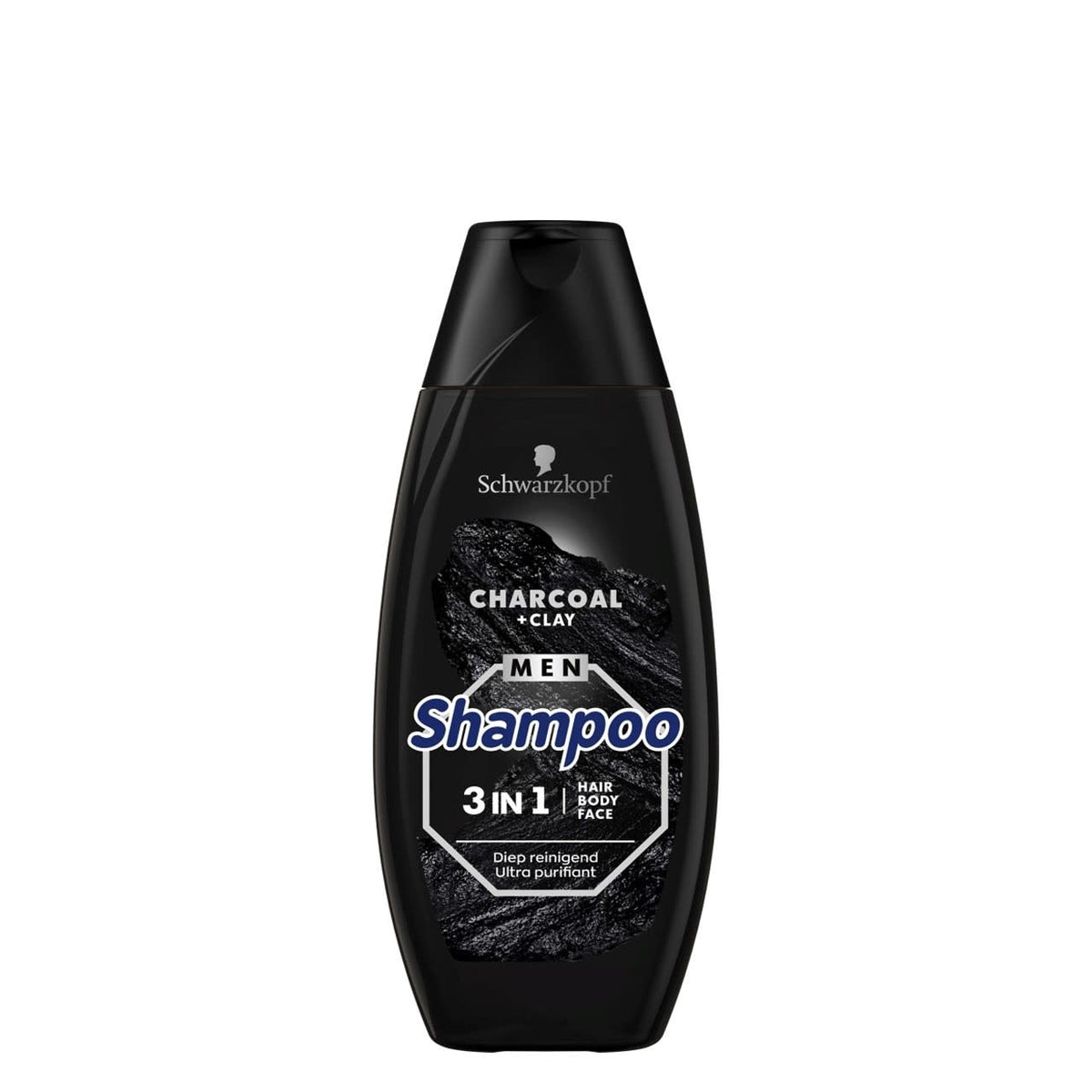 Schwarzkopf - Shampoo - 3 in 1 Charcoal +Clay - Diep Reinigend - 400ml