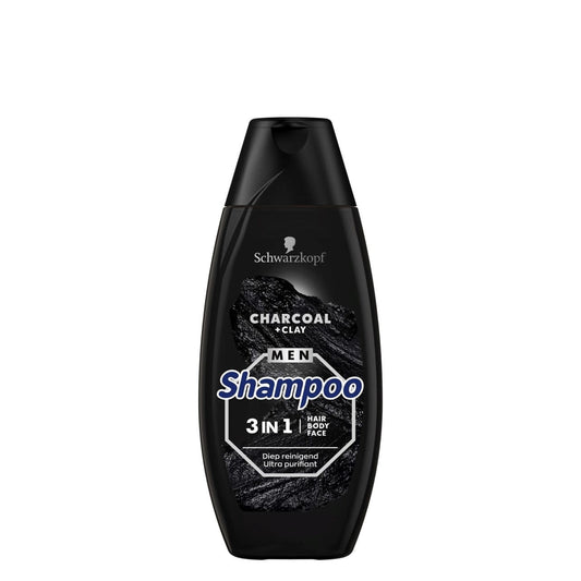 Schwarzkopf - Shampoo - 3 in 1 Charcoal +Clay - Diep Reinigend - 400ml