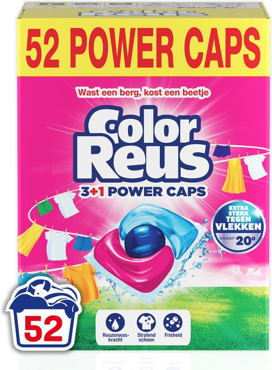 Color Reus Power Cap - Wasmiddel Capsules - Gekleurde Was - Voordeelverpakking - 52 Wasbeurten