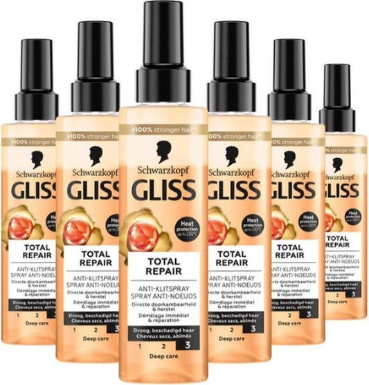 Gliss Kur Anti-Klit Spray Total Repair 19 - 6 st - voordeelverpakking