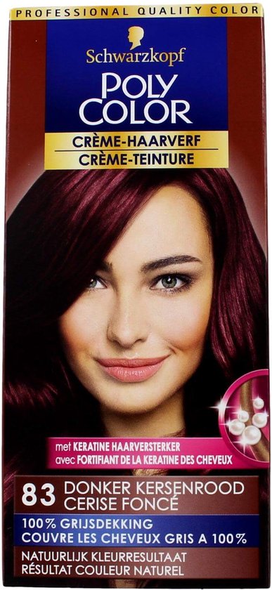 Poly Color Haarverf Creme - 83 Donker Kersenrood - 3 st - Voordeelverpakking