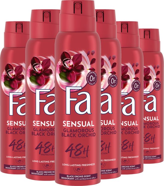 Fa Glamorous Black Orchid Deodorant Spray 6x150ml - Voordeelverpakking