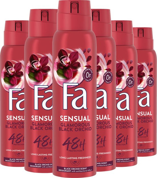 Fa Glamorous Black Orchid Deodorant Spray 6x150ml - Voordeelverpakking