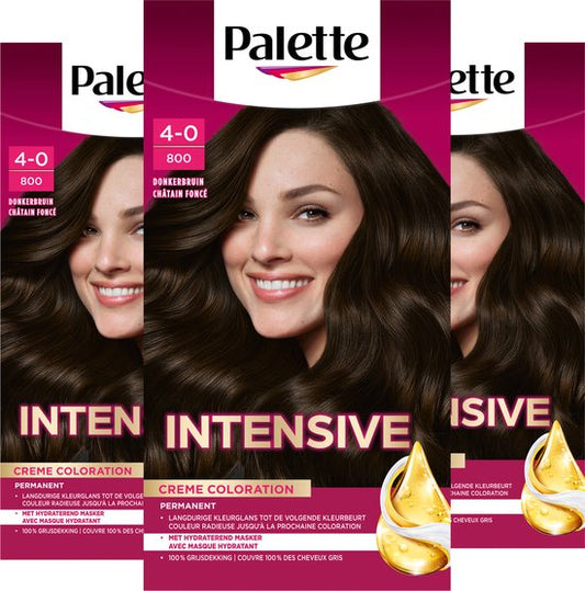 Palette - 800 Donkerbruin - Haarverf - Intensieve, Natuurlijke Kleuren met 100% Grijsdekking - Voordeelverpakking - 3 stuks