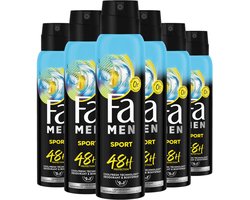 Fa Deodorant - Men Sport - Heerlijk Stimulerende Geur - Bescherming Tegen Zweetgeur - Langdurige Bescherming - Huidvriendelijk - Voordeelverpakking - 6x 150ml