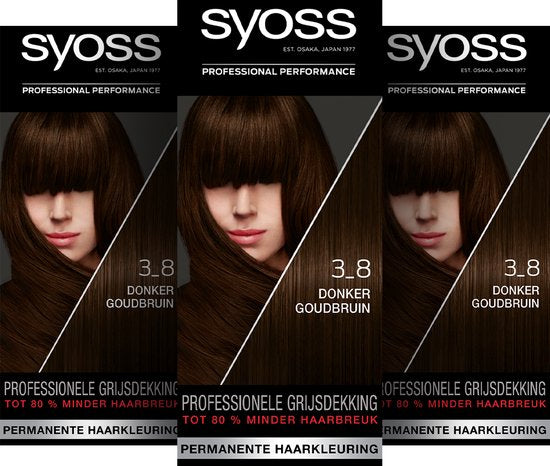 Syoss - Haarverf - 3_8 - Donker Goudbruin - 115ml x 3