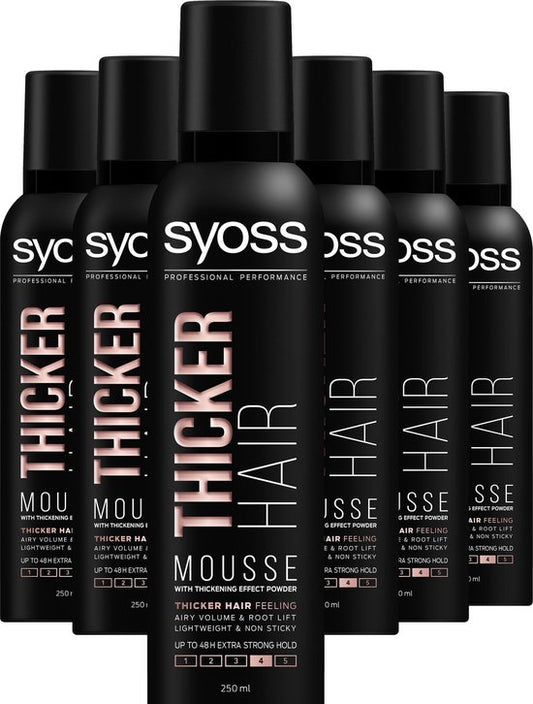 SYOSS Thicker Hair Mousse - Haarmousse – Haarstyling - Volume - Dikker & Voller Haar – Voordeelverpakking - 6 x 250 ml