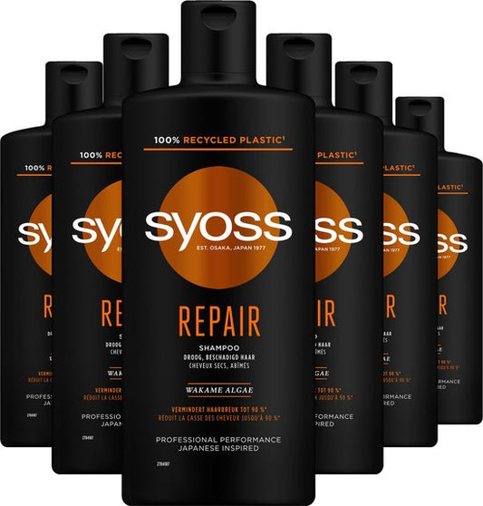 Syoss Repair - Shampoo - Droog en Beschadigd Haar - Beschermt Tegen Schade - Herstelt de Haarvezels - Voordeelverpakking - 6x440ml