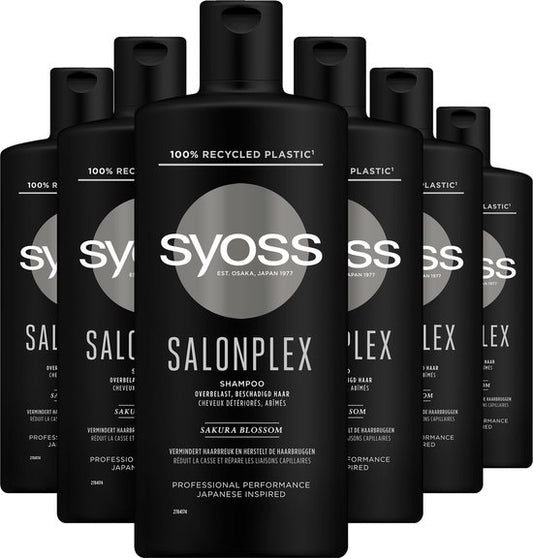 SYOSS SalonPLEX Shampoo – Beschadigd Haar – Herstellend – Vermindert Haarbreuk - Voedend – Grootverpakking - 6x 440 ml