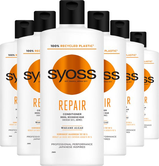 Syoss Repair - Conditioner - Prachtig en Gezond Haar - Versterkt Het Haar - Zacht en Makkelijk Doorkambaar - Droog en Baschadigd Haar - Voordeelverpakking - 6x 440 ml
