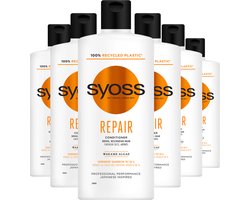Syoss Repair - Conditioner - Prachtig en Gezond Haar - Versterkt Het Haar - Zacht en Makkelijk Doorkambaar - Droog en Baschadigd Haar - Voordeelverpakking - 6x 440 ml