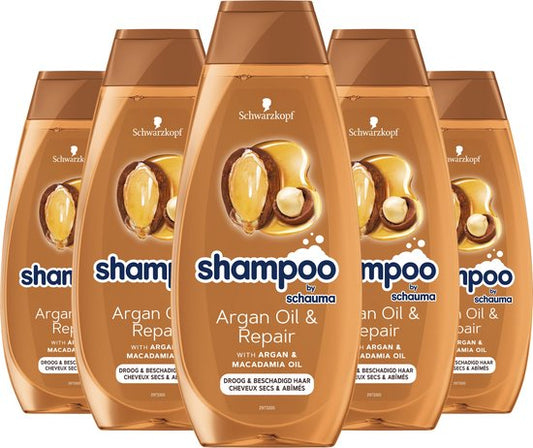 Schwarzkopf Shampoo Oil Repair - Haarverzorging - Argan Olie - Macademia Olie - Herstelt en Voedt - Droog en Beschadigd Haar - Voordeelverpakking - 5x 400ml