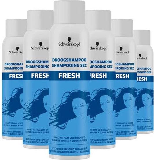 Schwarzkopf Droogshampoo Fresh - Haarverzorging - Lichter en Lustiger Haar - Frisheid - Normal Tot Vet Haar - Voordeelverpakking - 6 x 150 ml