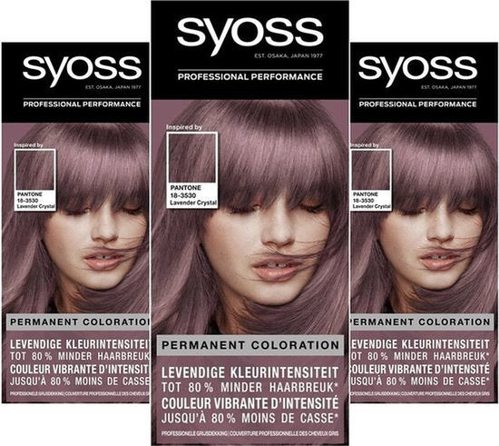 Syoss - 8-23 - Haarverf - Permanente Haarkleuring - Lavender Crystal - Grijsdekking - Voordeelverpakking - 3 stucks