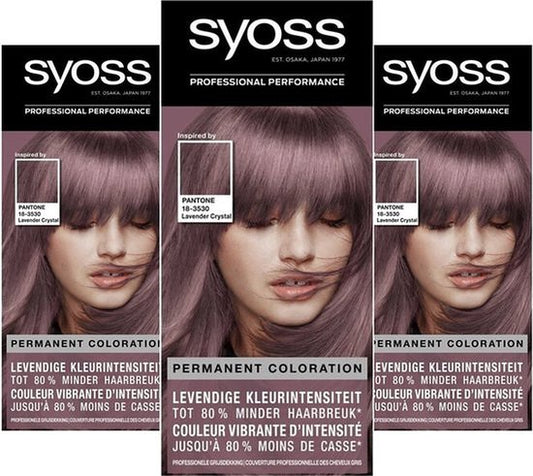 Syoss - 8-23 - Haarverf - Permanente Haarkleuring - Lavender Crystal - Grijsdekking - Voordeelverpakking - 3 stucks