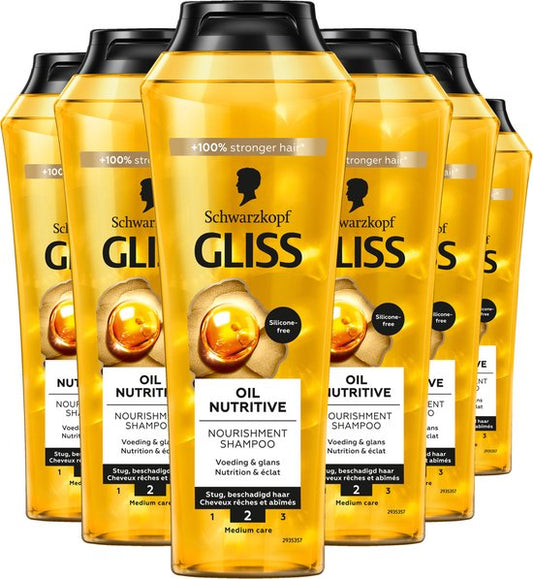 Gliss Oil Nutritive - Haarverzorging - Shampoo - Diep Herstel en Voeding - Zacht en Glanzend Haar - Voordeelverpakking - 6x 250ml