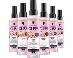 Gliss Liquid Silk - Anti-Klit Spray - Leave-in-Conditioner – Zijdezacht Haar -Hittebescherming - Voordeelverpakking - 6 x 200 ml