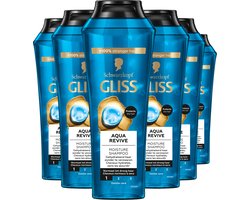 Gliss Aqua Revive - Haarverzorging - Shampoo - Glans en Gezond - Hydraterend - 48u Hold - Normal Tot Droog Haar - Voordeelverpakking - 6x 250 ml
