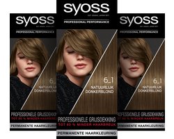 Syoss - 6-1 - Haarverf - Permanente Haarkleuring - Natuurlijkblond - Grijsdekking - Voordeelverpakking - 3 stucks