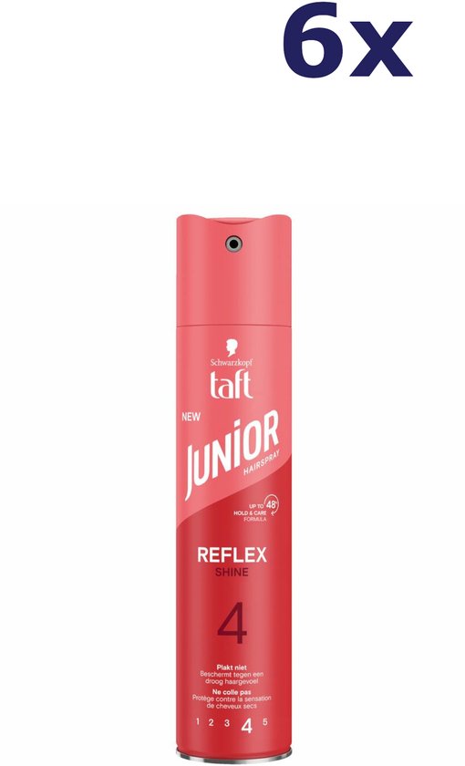 Taft Junior Hairspray Ultra Reflex Shine - 6 x 250 ml - Voordeelverpakking