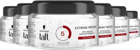 Taft - Extreme Freezing Styling Gel - Haarstyling - Haargel - Extra Zacht en Hold - Sterke Fixatie - Korte Haartypes - Voordeelverpakking - 6x 250 ml