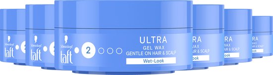Taft - Ultra Gel-Wax Structure - Haarstyling - Haarwax - Wet-look Effect - Voordeelverpakking - 6x 75ml