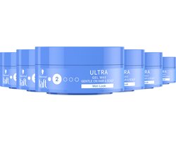 Taft - Ultra Gel-Wax Structure - Haarstyling - Haarwax - Wet-look Effect - Voordeelverpakking - 6x 75ml