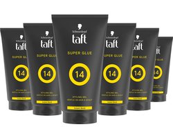 Taft - Super Glue Level 14 Power Styling Gel - Haarstyling - Haargel - Sterke Fixatie - Korte Haartypes - Voordeelverpakking - 6x 150ml