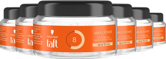 Taft - Maxx Power Power Styling Gel- Sterke Fixatie - Maximale Versterking - Korte Haartypes - Voordeelverpakking - 6x 250ml
