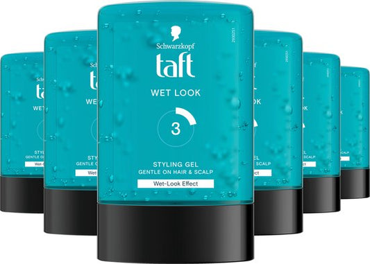 Taft Wet Power Gel Hold 3 - Haarstyling - Haargel - Medium Fixatie - Korte Haartypes - Voordeelverpakking - 6x 300 ml