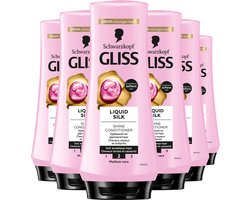 Gliss Liquid Silk - Haarverzorging - Conditioner - Zijdezacht - Glans - Anti-pluis - Pluizend & Dof Haar - Voordeelverpakking - 6 x 200 ml
