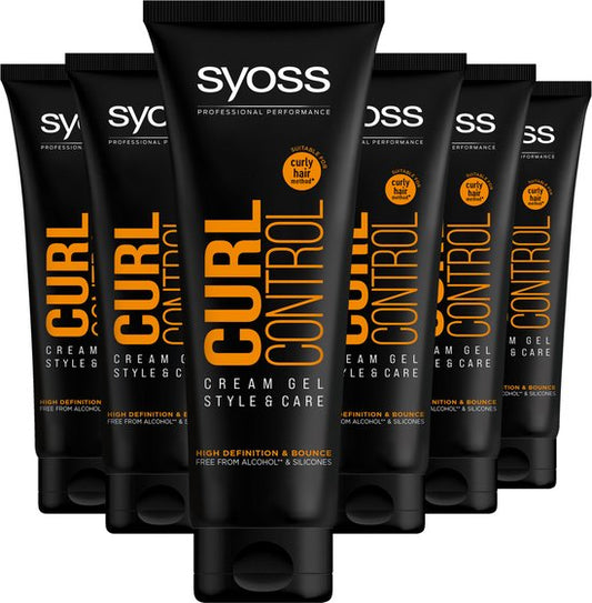 Syoss Curl- Control Cream Gel - Haarstyling - Perfecte Kurldefinitie - Hydraterend - Curly Girl Method - 48u Style-controle - Krullend Haar - Voordeelverpakking - 6x250 ml