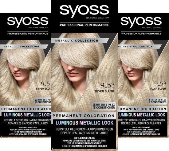 SYOSS Metallics 9-53 - Metallic Look - Permanente Haarverf - Haarkleuring - Grijsdekking - Voordeelverpakking - 3 Stuks