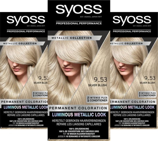 SYOSS Metallics 9-53 - Metallic Look - Permanente Haarverf - Haarkleuring - Grijsdekking - Voordeelverpakking - 3 Stuks