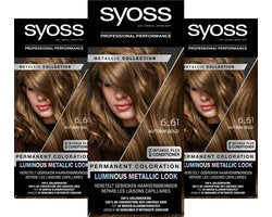 SYOSS Metallics 6-61 - Autumn Gold - Permanente Haarverf - Haarkleuring - Grijsdekking - Voordeelverpakking - 3 Stuks