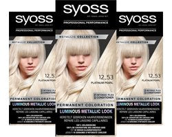 SYOSS Metallics 12-53 - Platinum Pearl - Permanente Haarverf - Haarkleuring - Grijsdekking - Voordeelverpakking - 3 Stuks